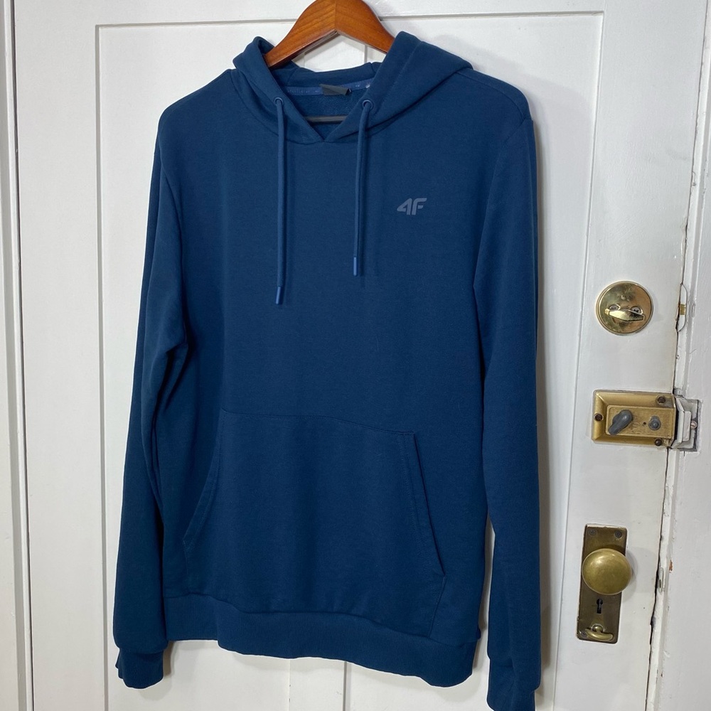 4F Soft Blue Drawstring Hoodie Sweatshirt L - Unisex
